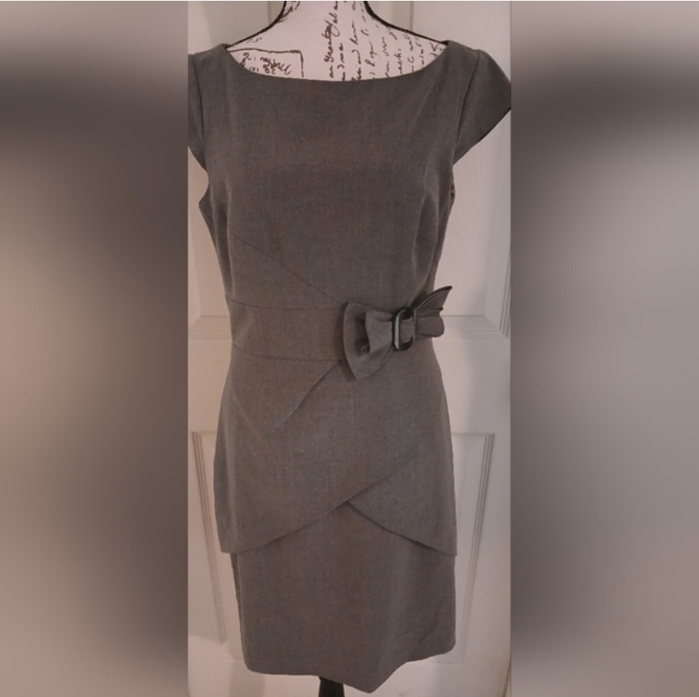 GREY TIERED CUTE BOW DETAILED TAYLORED DRESS SIZE 8